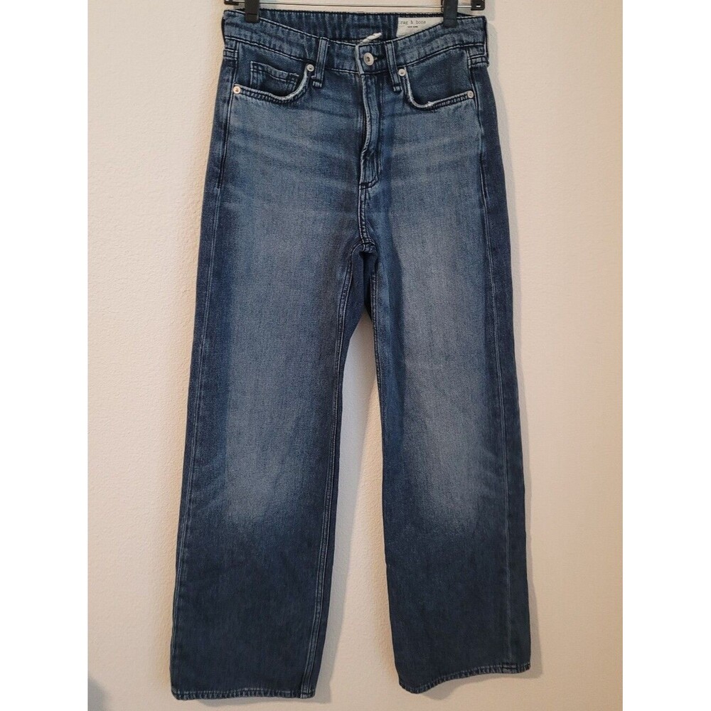 rag & bone Logan Mid-Rise Wide-Leg Jeans Charlock Wash Blue Size 24 Contemporary